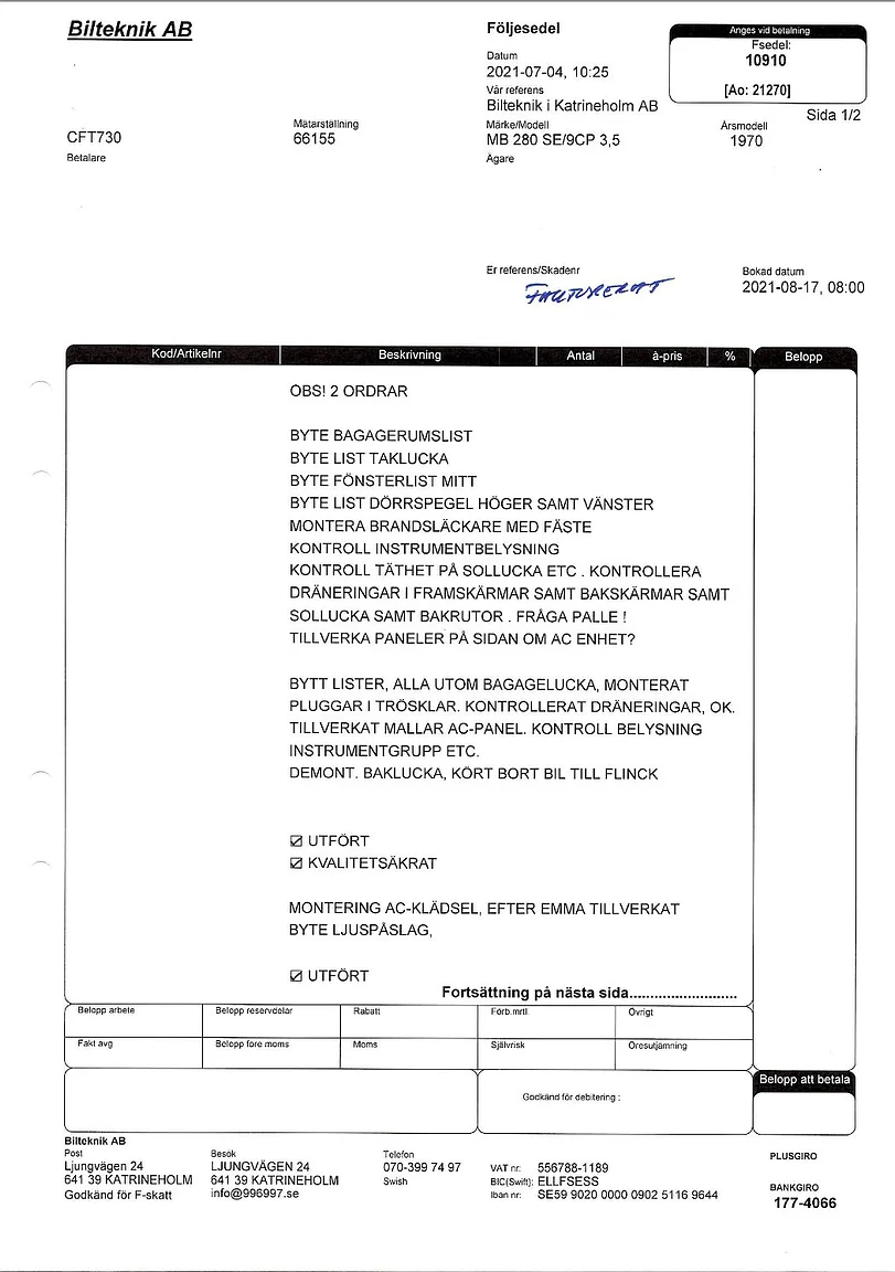 Dokumentation, 1970 Mercedes-Benz  280 SE 3.5 Coupé (3)