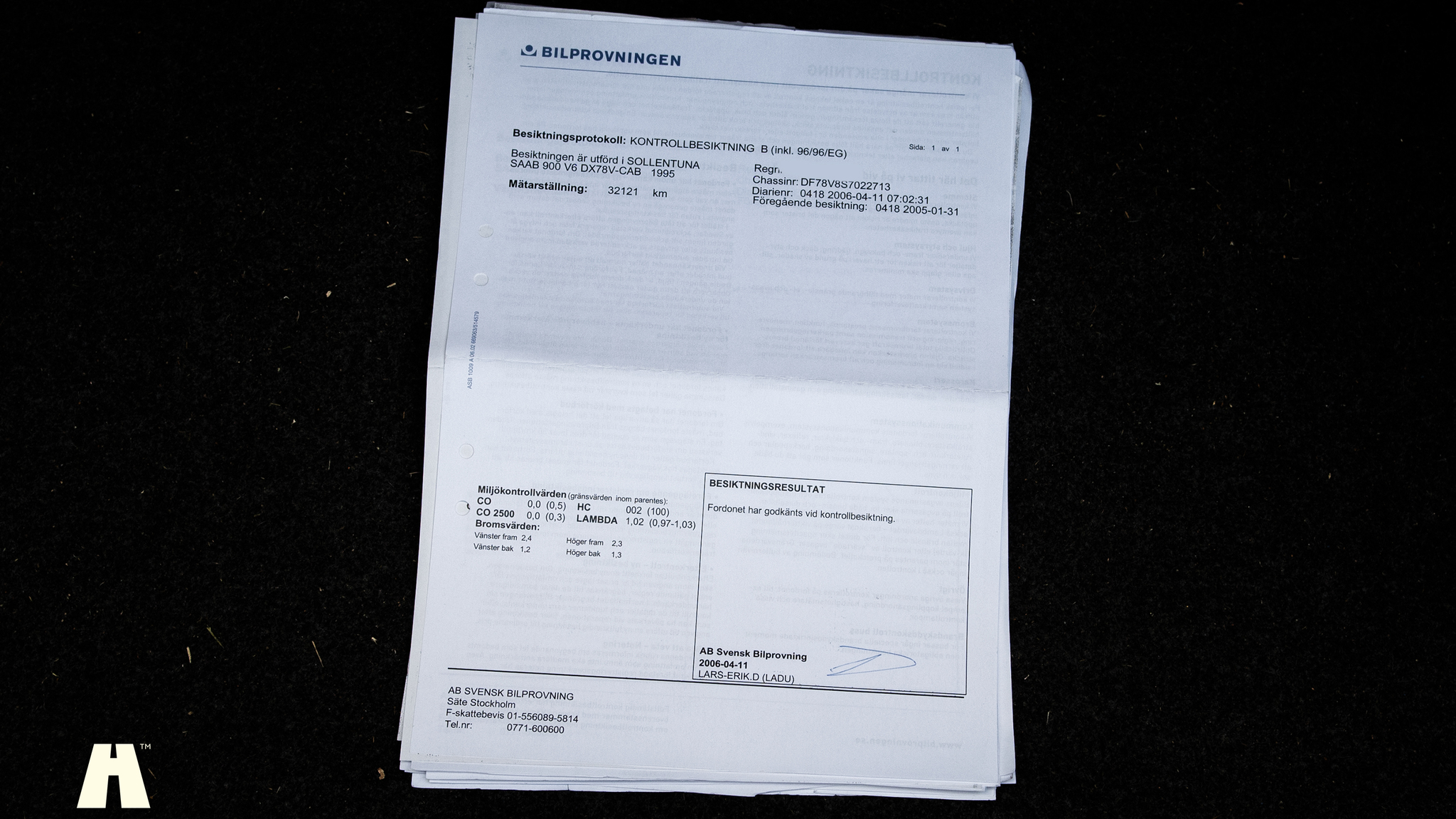 Dokumentation för 1995 SAAB 900 SE V6 Automat