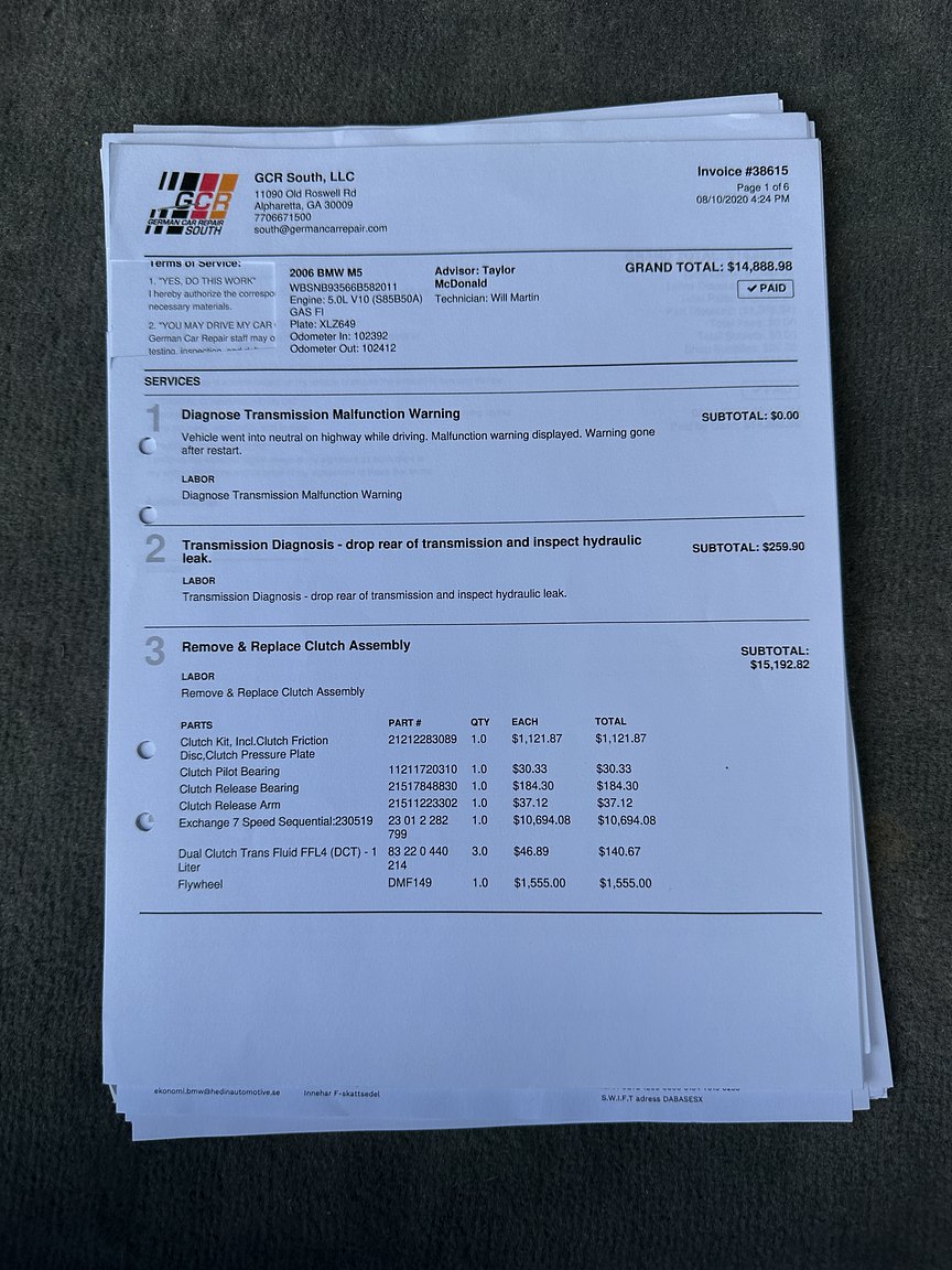 Documentation for 2006 BMW E60 M5