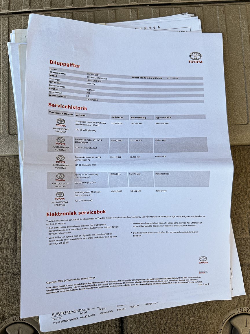 Documentation for 2008 Toyota Land Cruiser 4.5 4WD V8