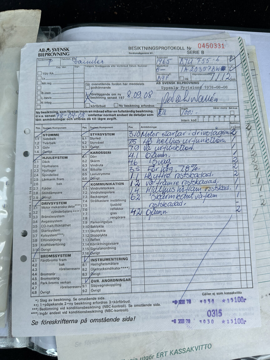 Documentation for 1965 Daimler 250 V8