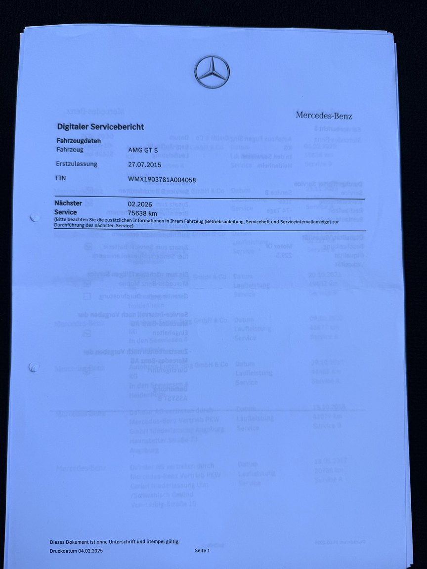Documentation for 2015 Mercedes-AMG GT S