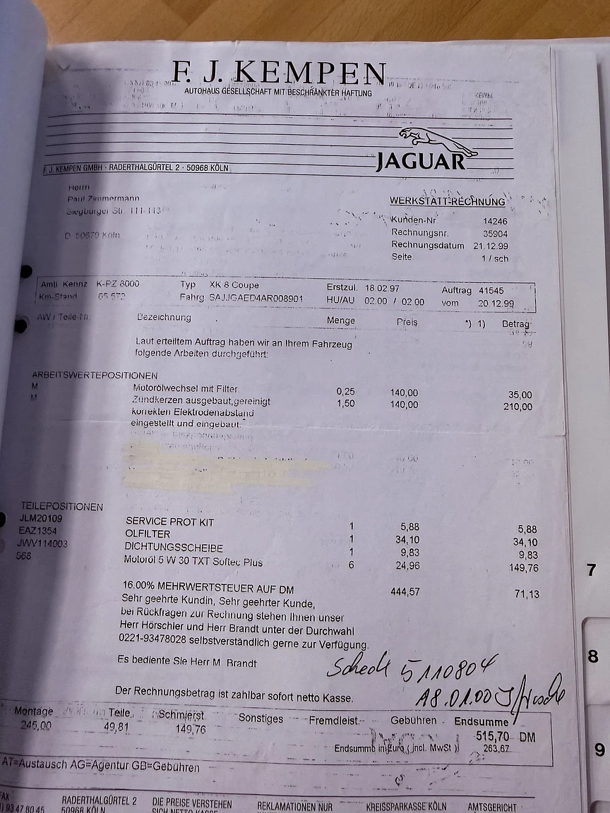 Dokumentation för 1997 Jaguar XK8 (47)