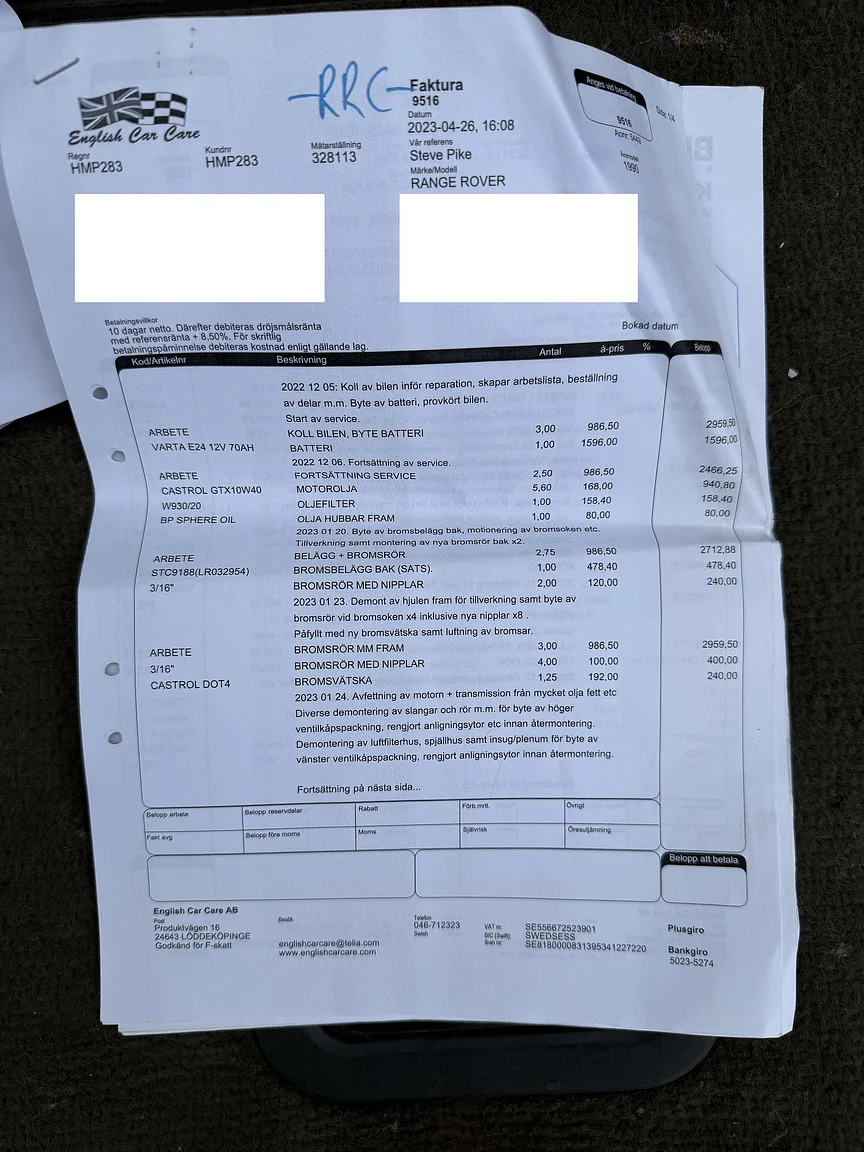 Documentation for 1990 Range Rover Vogue SE 3.9 (7)