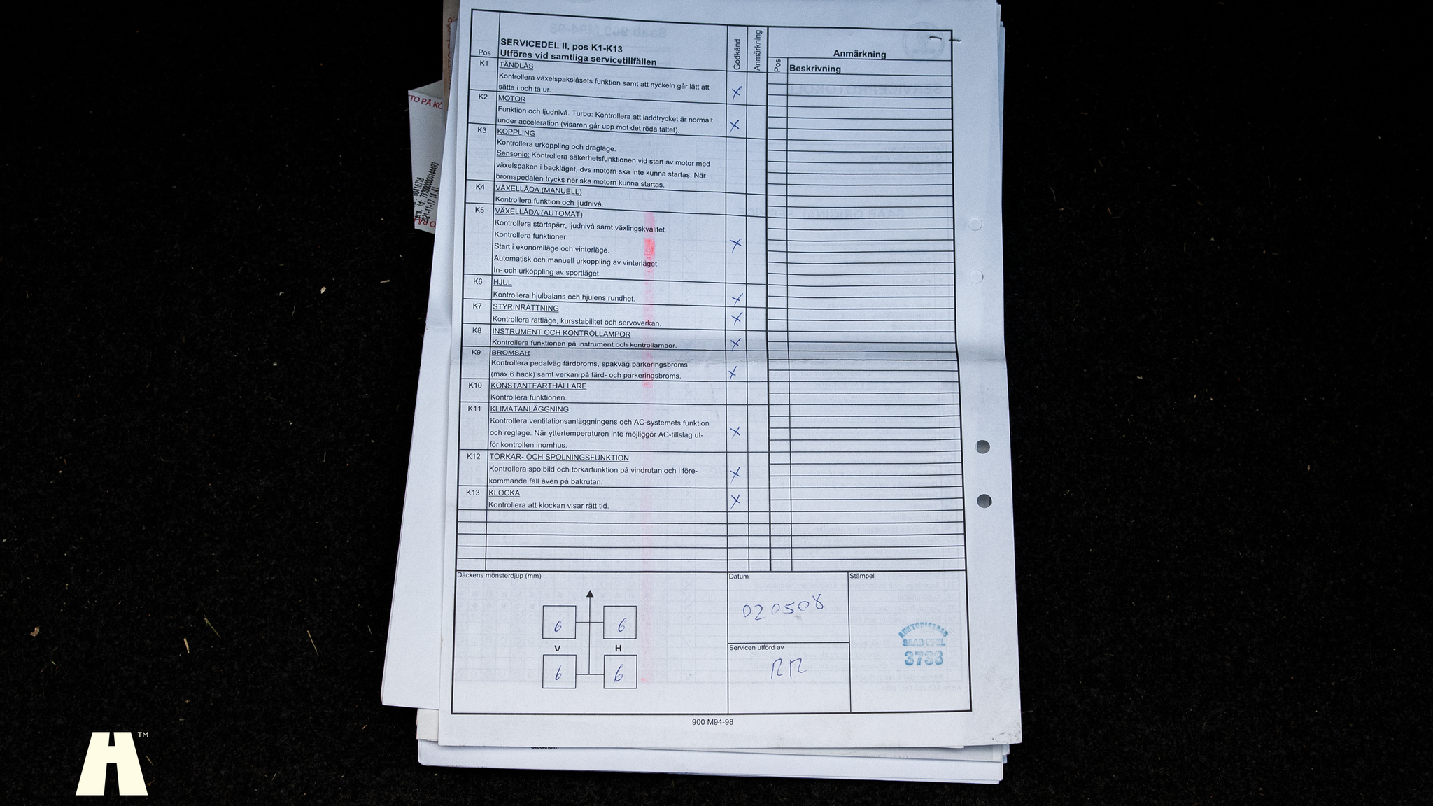Dokumentation för 1995 SAAB 900 SE V6 Automat