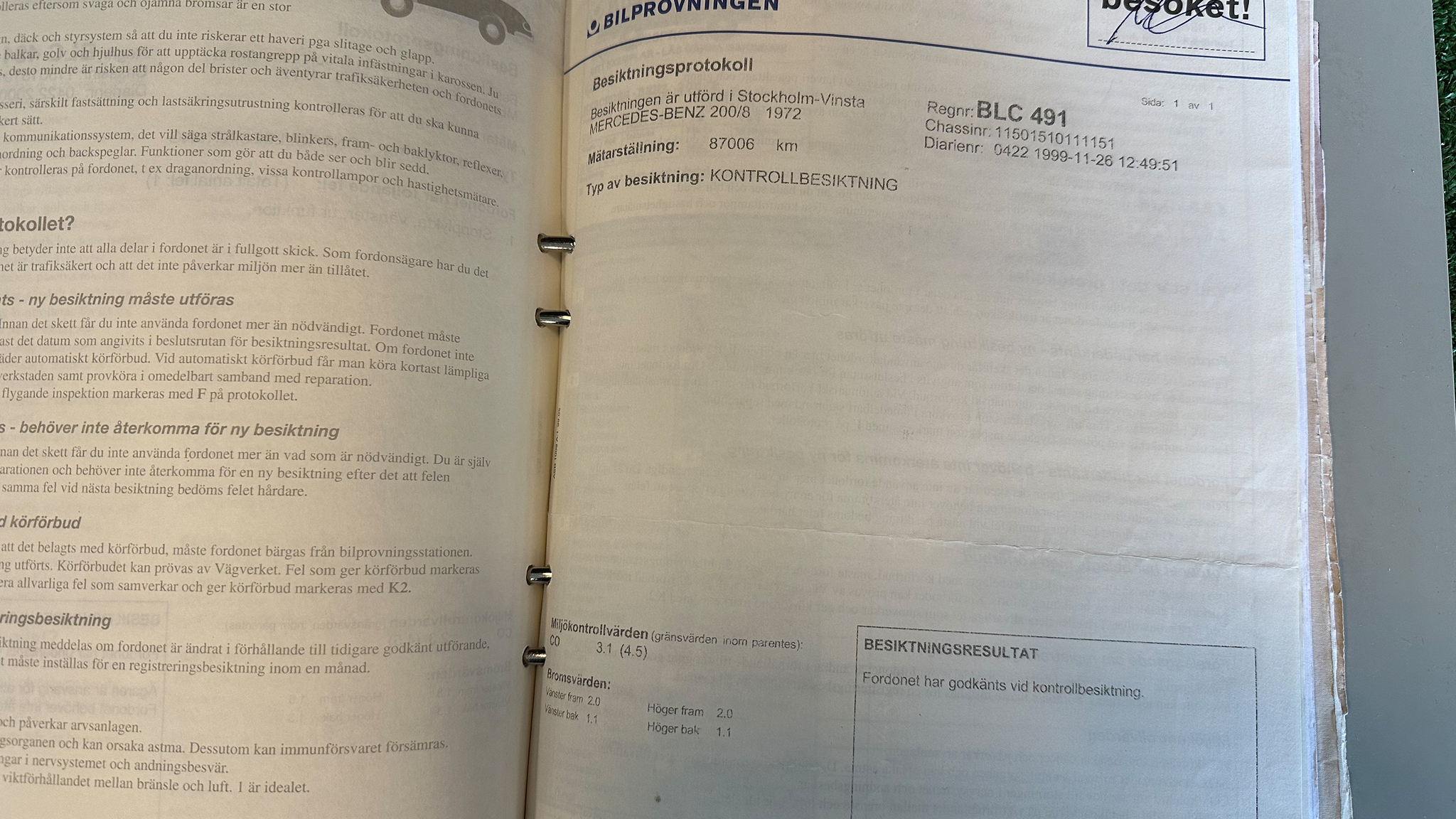Dokumentation, 1972 Mercedes-Benz 200