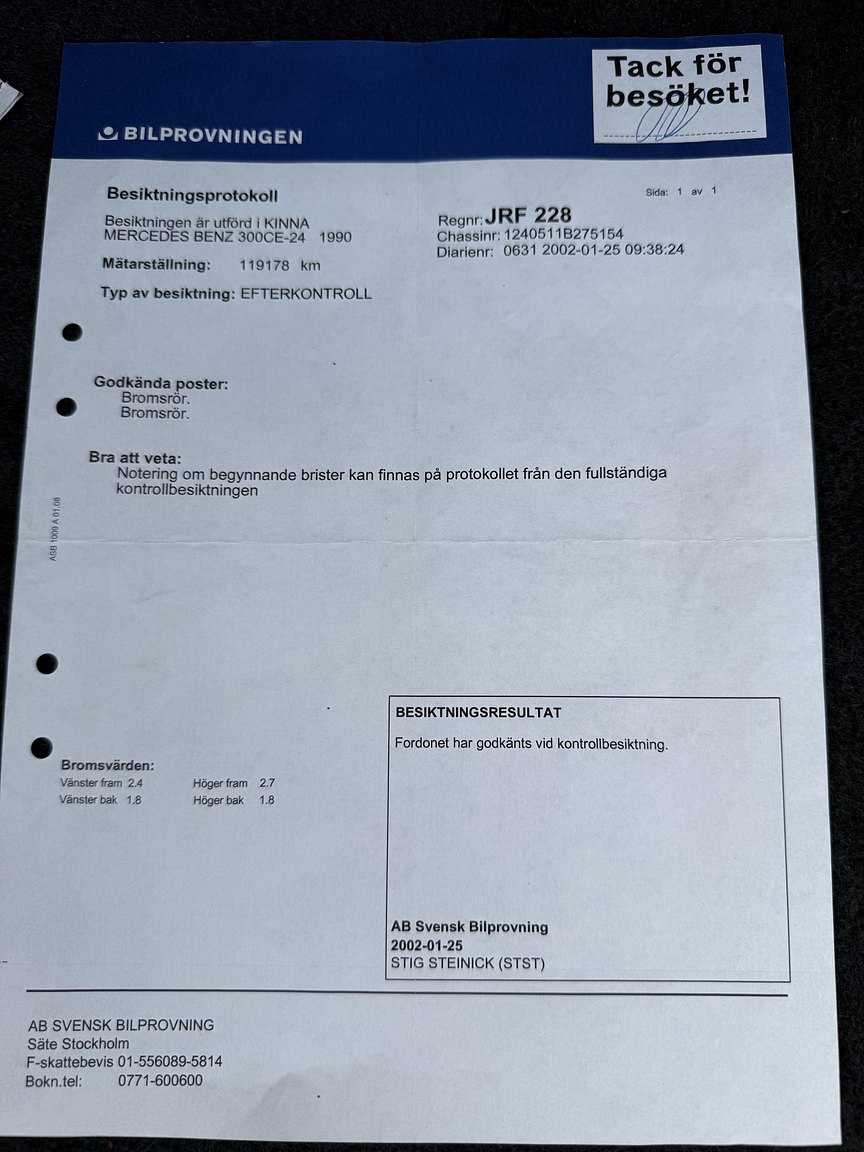 Dokumentation för 1990 Mercedes-Benz 300CE-24