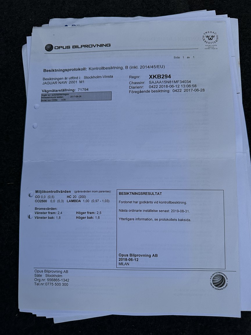 Documentation for 2001 Jaguar XJR