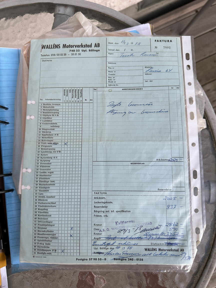 Dokumentation för 1964 Lancia Flavia Vignale  