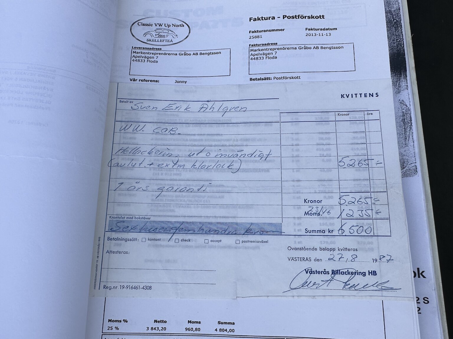 Dokumentation för 1971 Volkswagen beetle 1302 cabriolet