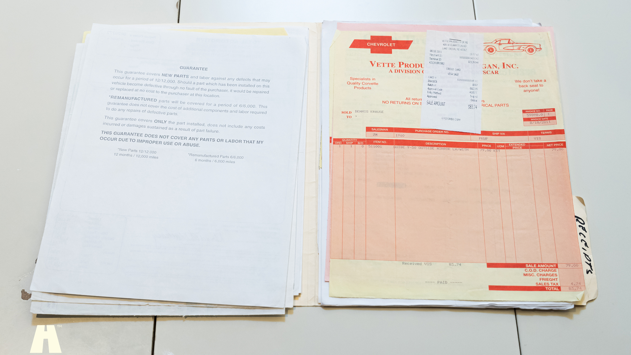 Documentation for 1960 Chevrolet Corvette