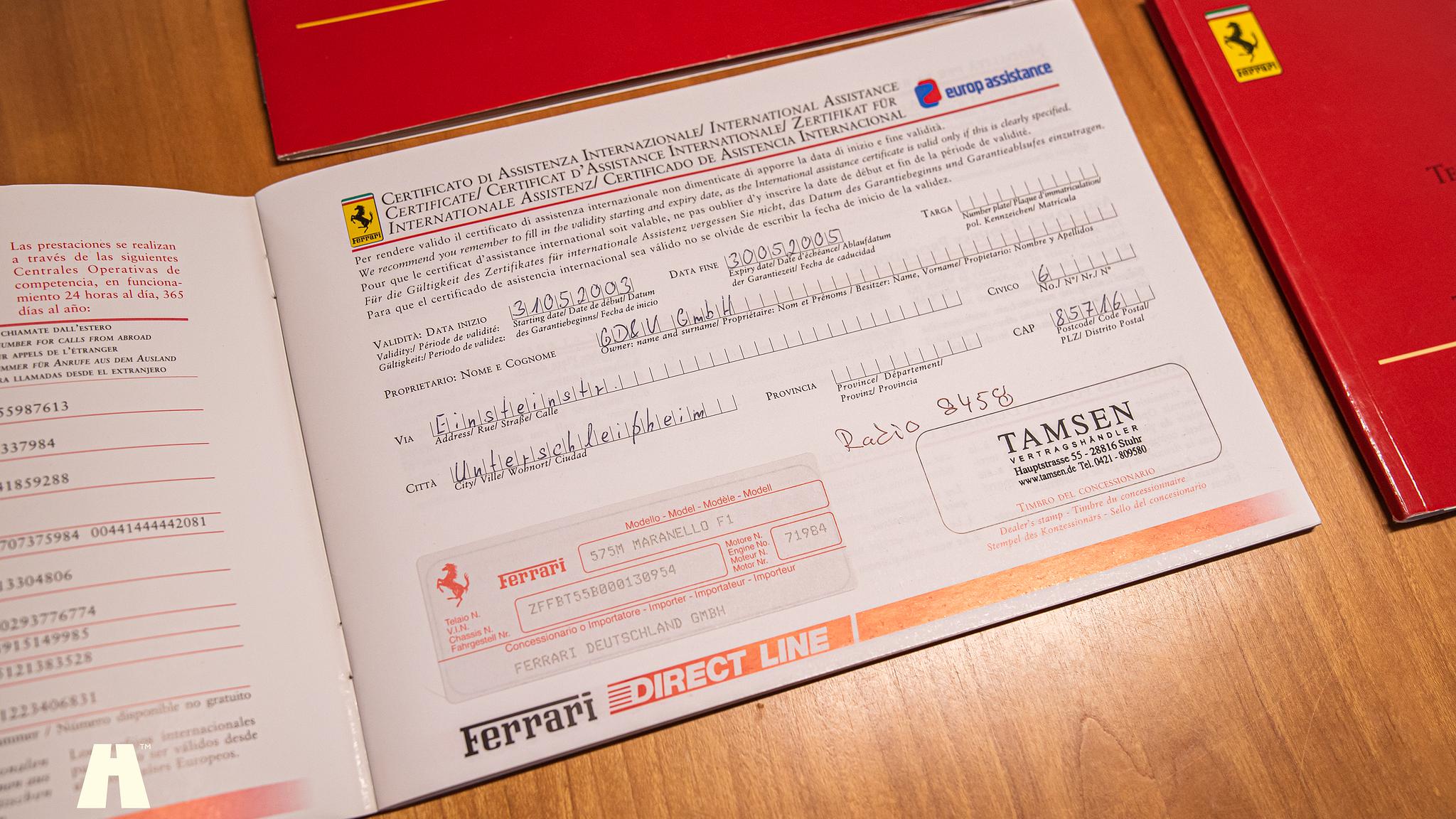 Dokumentation, 2004 Ferrari 575M Maranello F1