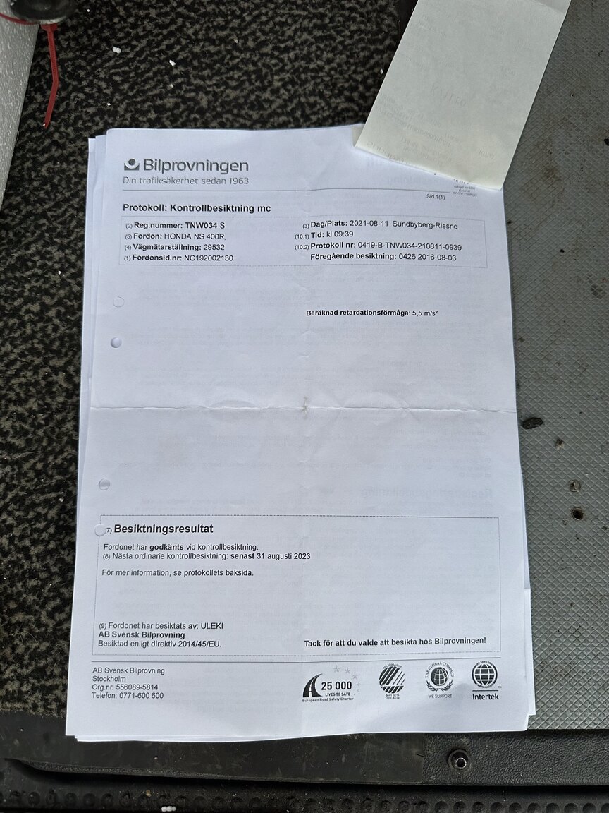 Documentation for 1986 Honda NS400R Rothmans Replica
