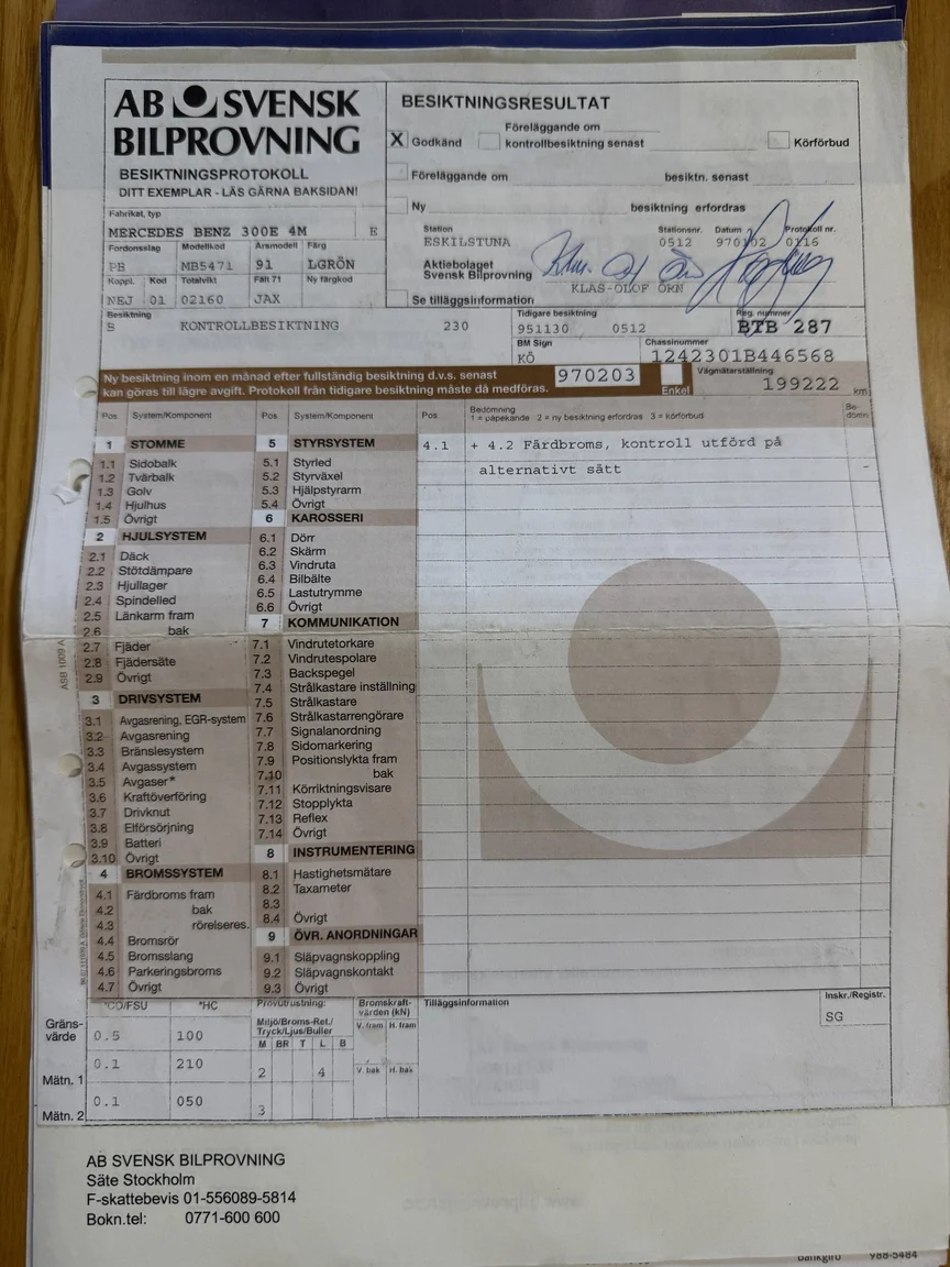 Documentation for 1991 Mercedes-Benz 300 E 4MATIC (6)