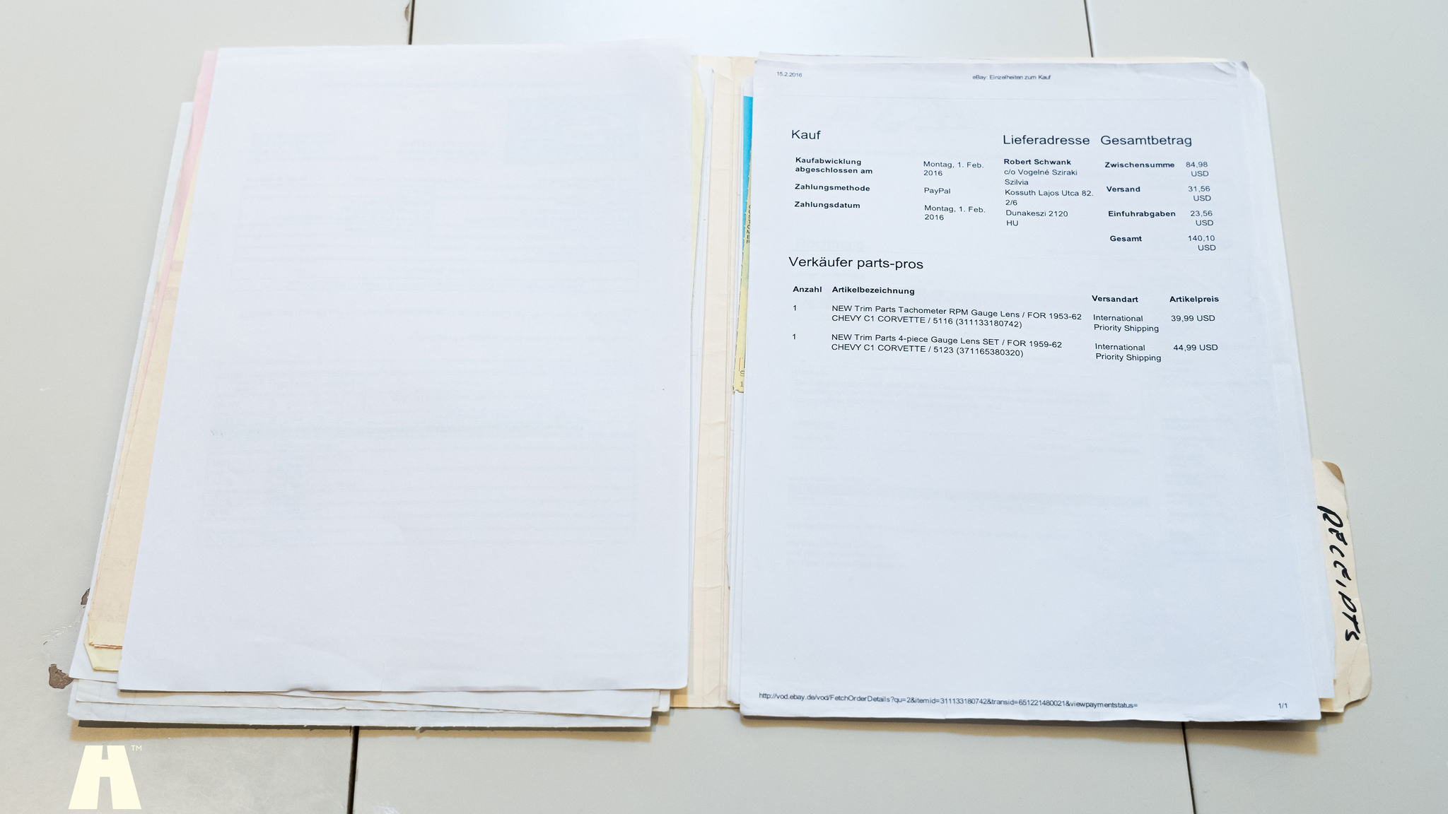 Documentation for 1960 Chevrolet Corvette
