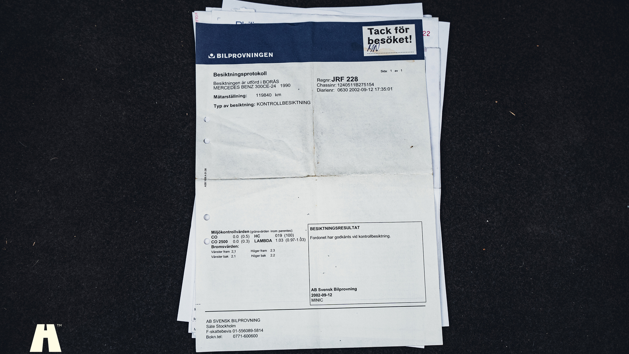 Documentation for 1990 Mercedes 300 CE-24