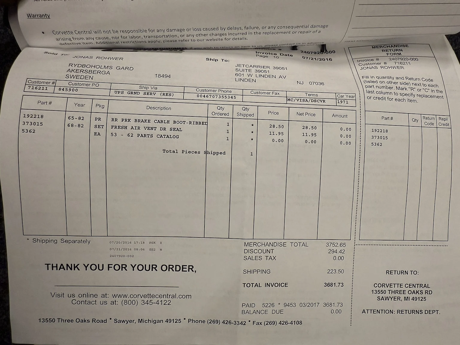 Dokumentation, 1971 Chevrolet Corvette Stingray Special 598 cui V8 795 hk (90)