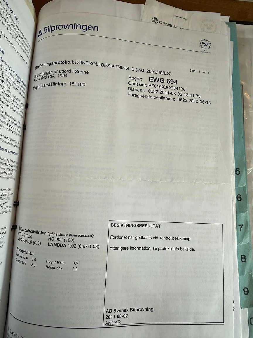Dokumentation för 1994 BMW 840Ci (21)