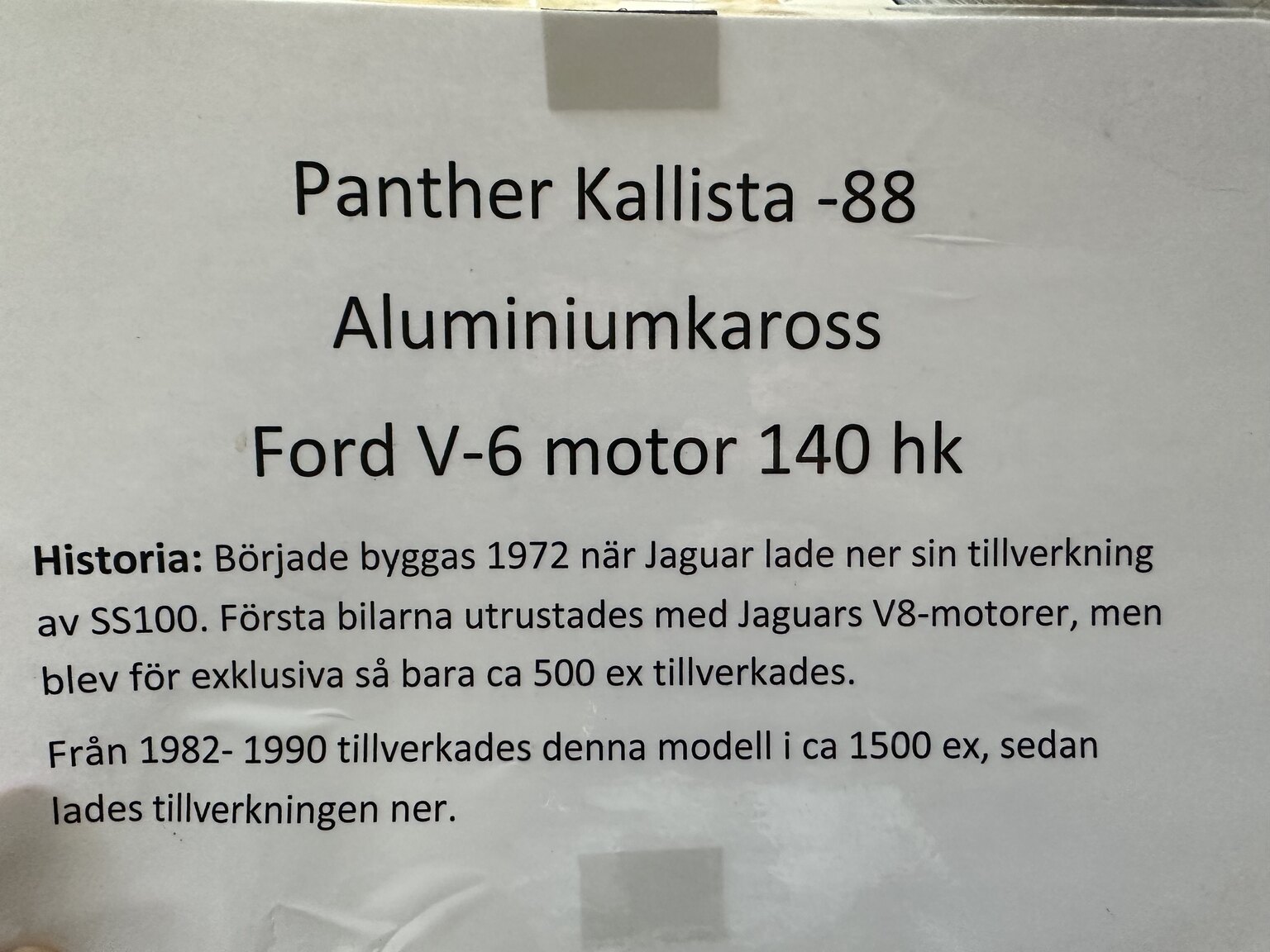 Dokumentation, 1988 Panther Kallista