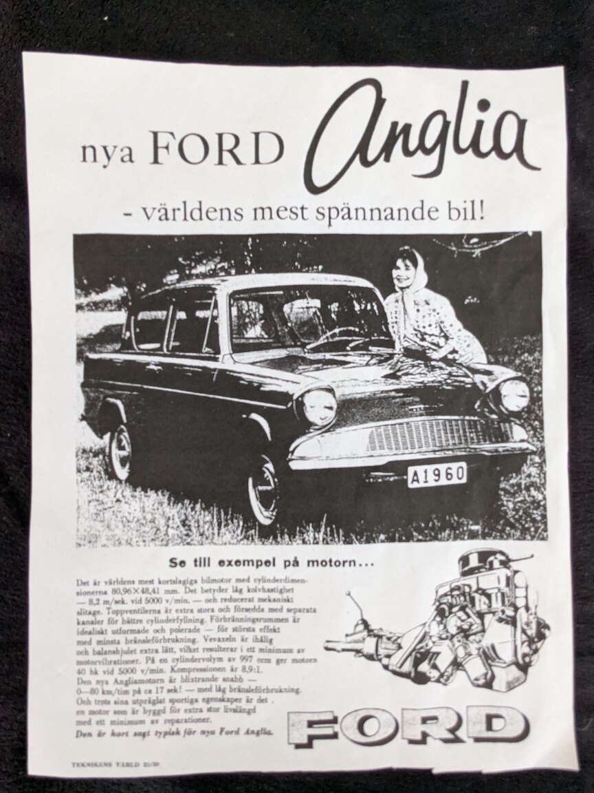 Documentation for 1961 Ford Anglia Deluxe