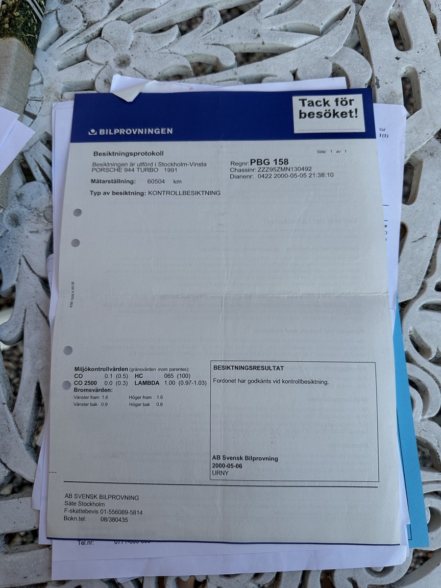 Dokumentation för 1991 Porsche 944 Turbo Cabriolet