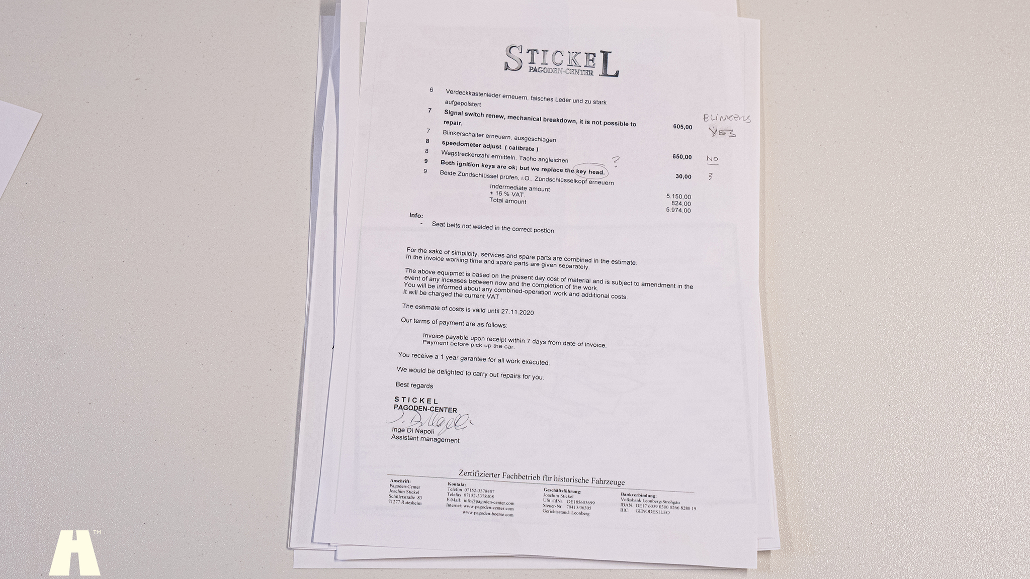 Dokumentation, 1970 Mercedes 280 SL Pagoda (70)