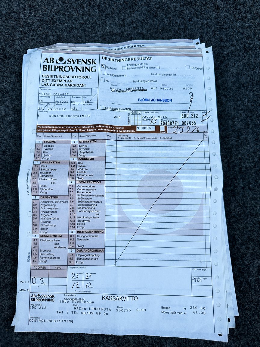 Dokumentation för 1985 Volvo 760 GLE 2.8 V6 Automatisk