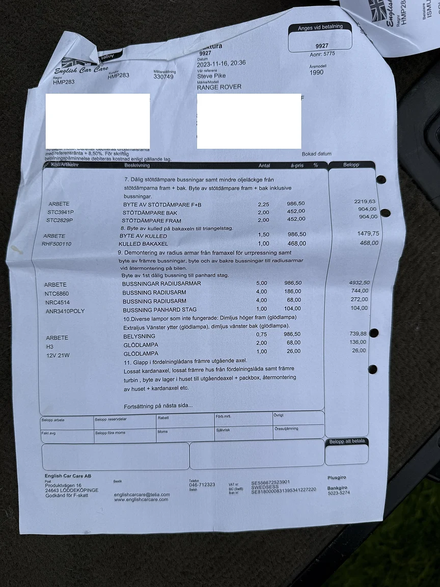 Documentation for 1990 Range Rover Vogue SE 3.9 (3)