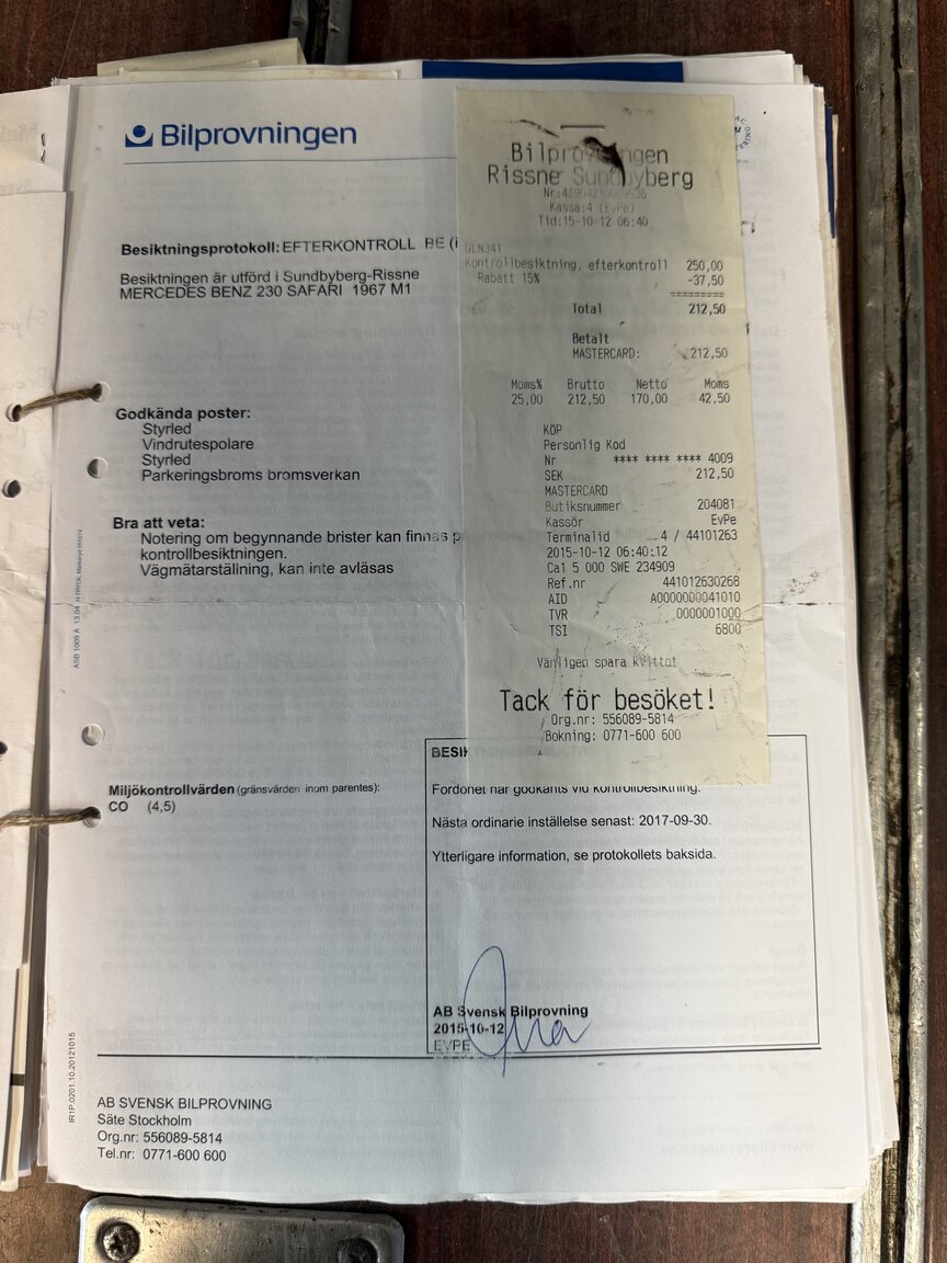 Documentation for 1967 Mercedes-Benz 230 Safari