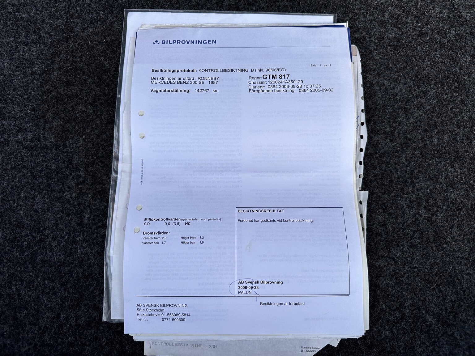 Dokumentation, 1987 Mercedes 300 SE