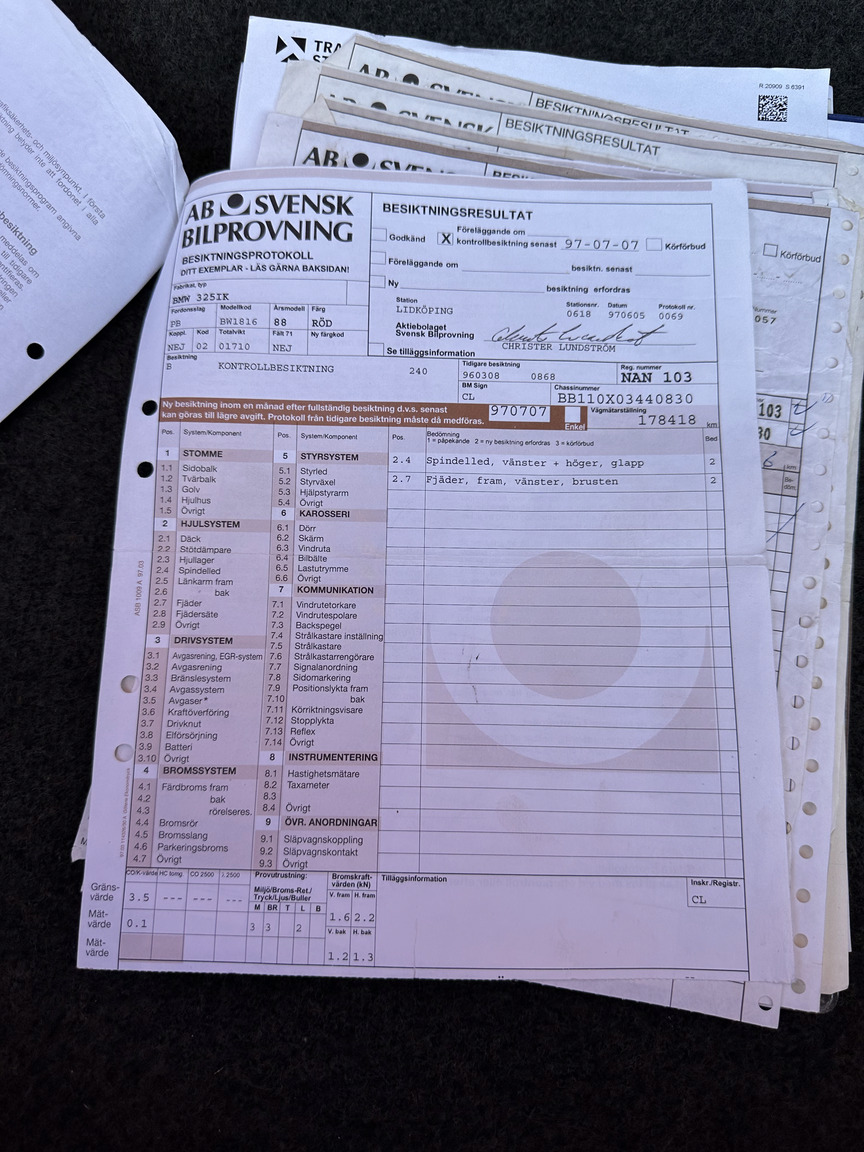 Documentation for 1988 BMW 325 Cabriolet (E30)