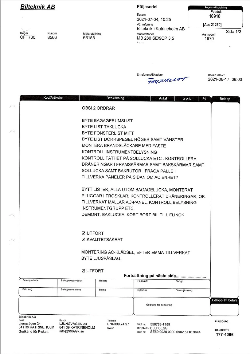 Dokumentation, 1970 Mercedes-Benz  280 SE 3.5 Coupé (2)