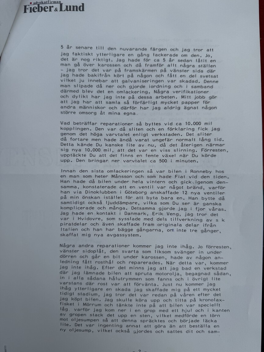 Documentation for 1968 Fiat Dino Spider