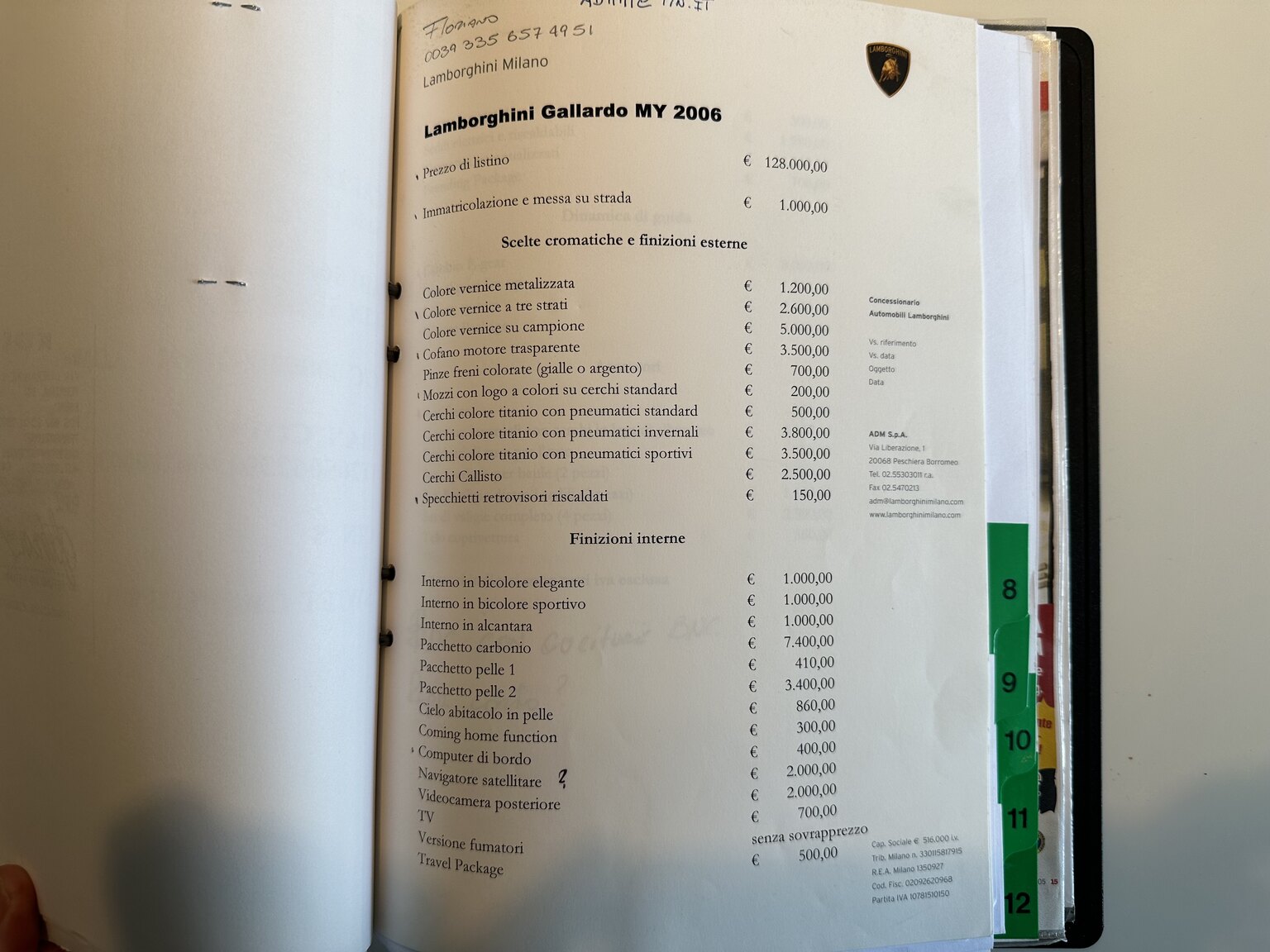 Dokumentation för 2006 Lamborghini Gallardo SE