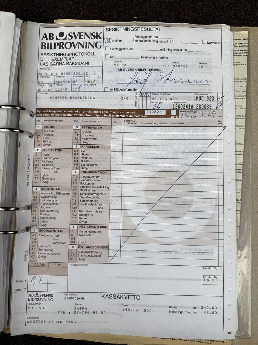 Dokumentation för 1987 Mercedes-Benz 300 SE