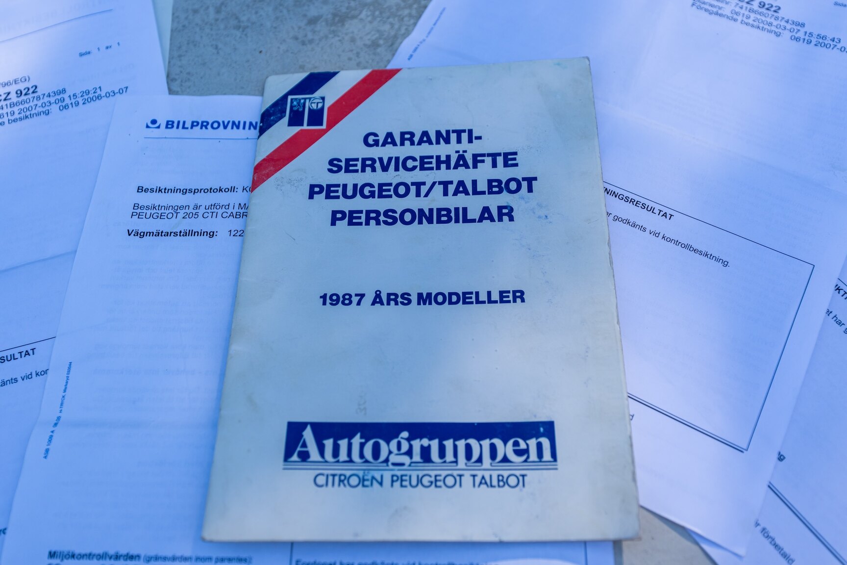 Dokumentation för 1987 Peugeot 205 CTI 1.6