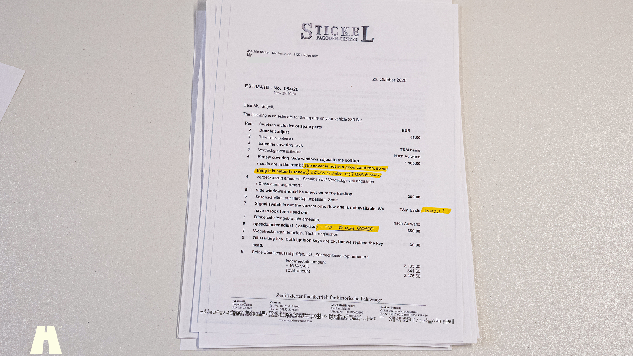 Dokumentation, 1970 Mercedes 280 SL Pagoda (66)