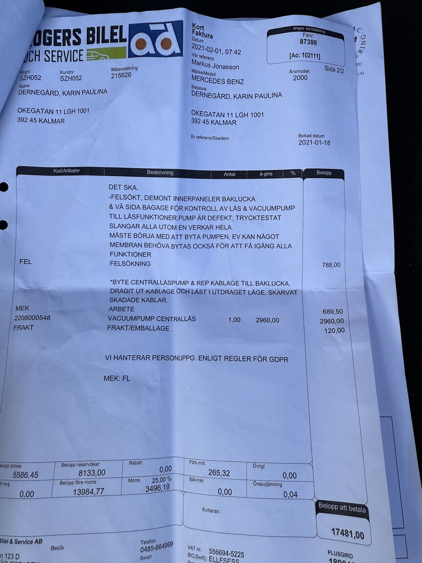Documentation for 2000 Mercedes-Benz CL 500