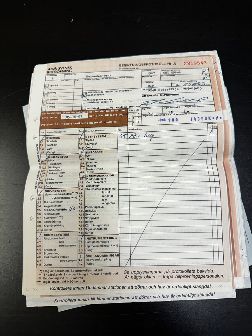 Documentation for 1967 Mercedes-Benz 250 S