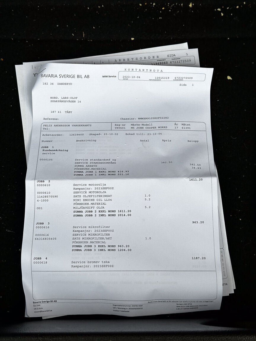 Dokumentation för 2017 Mini Cooper JCW (2)