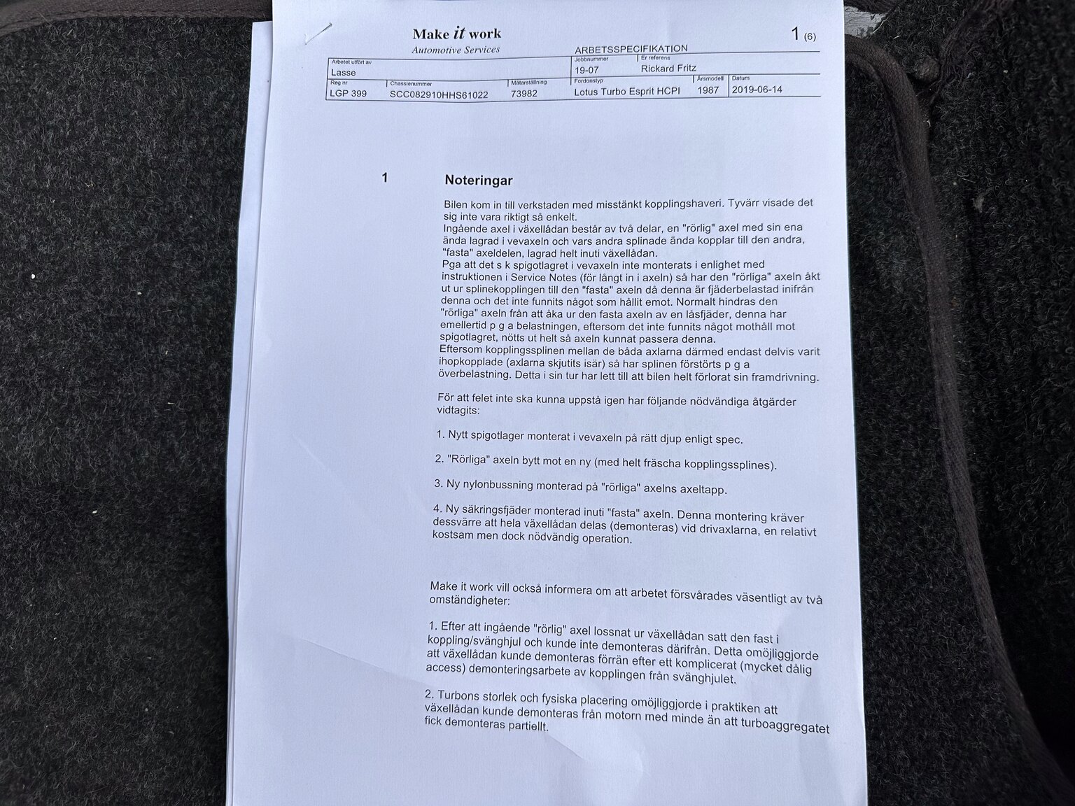 Documentation for 1987 Lotus Esprit Turbo HCi (31)