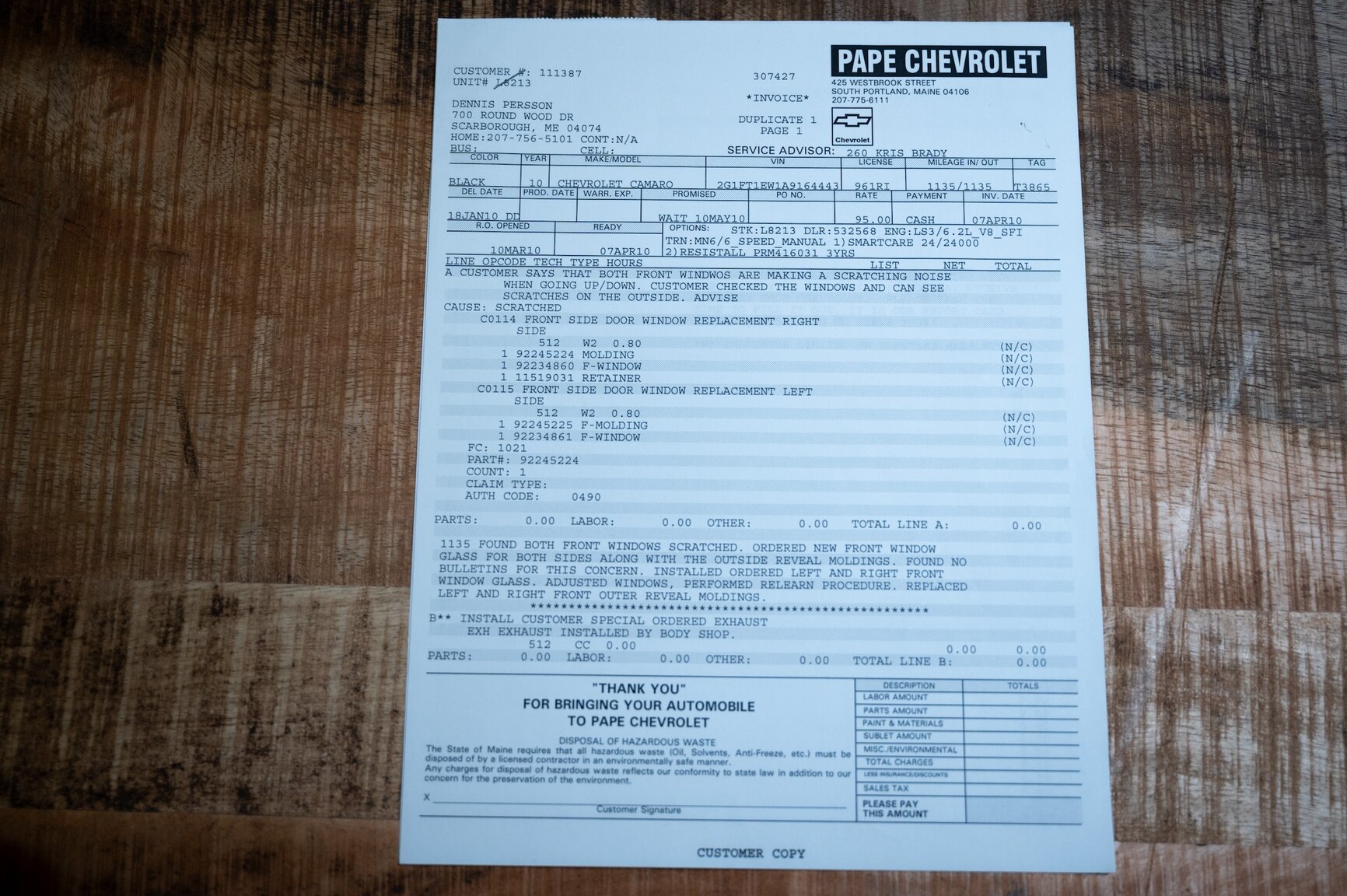 Documentation for 2010 Chevrolet Camaro SS (14)