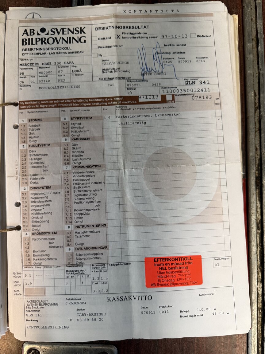 Documentation for 1967 Mercedes-Benz 230 Safari