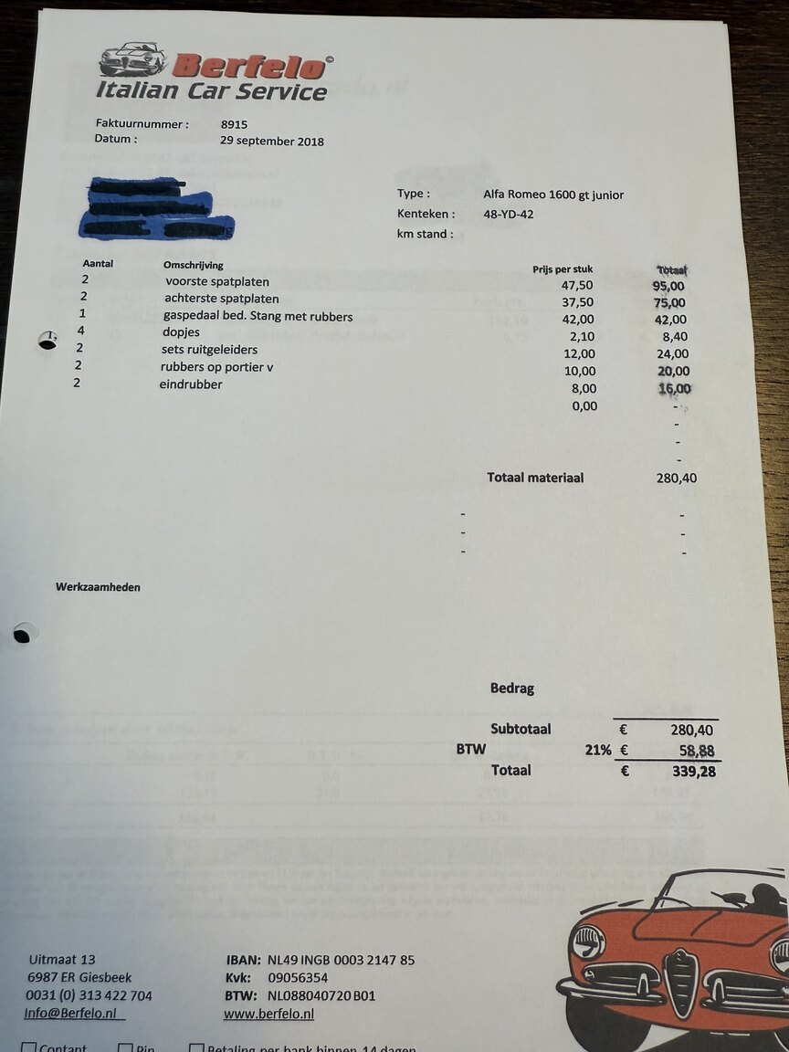 Documentation for 1974 Alfa Romeo GT 1600 Junior