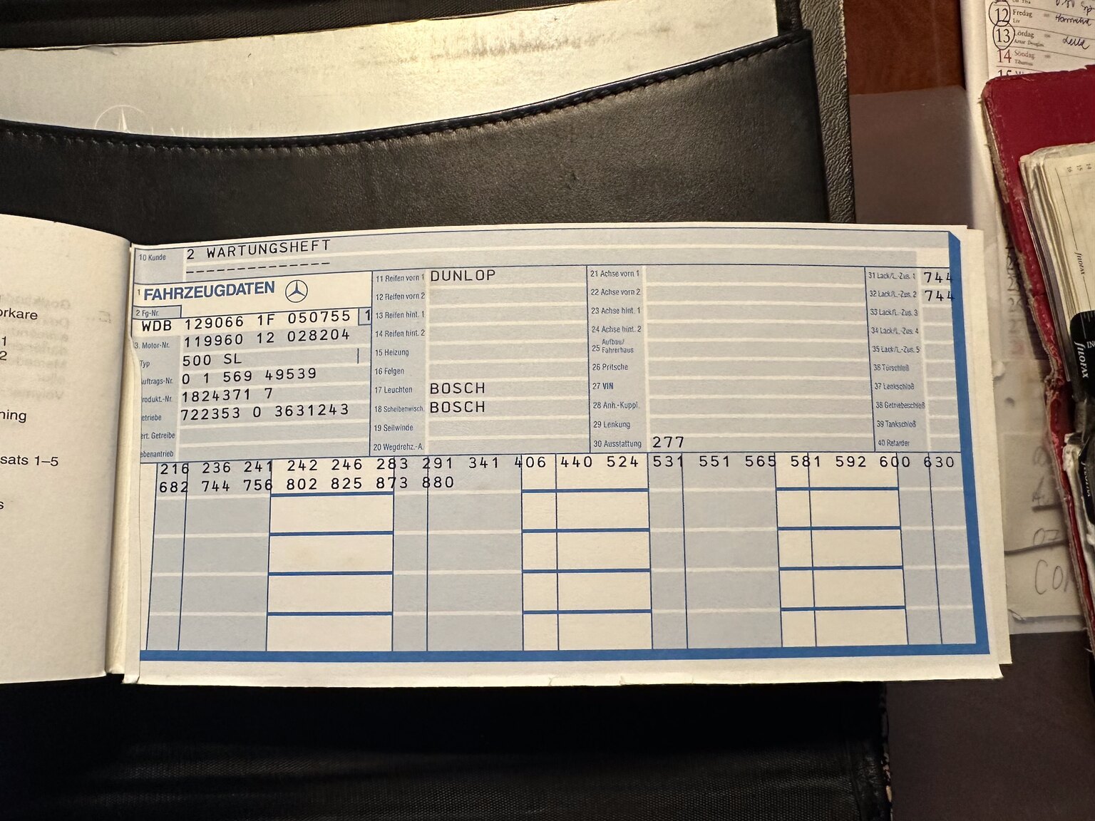 Dokumentation för 1992 Mercedes-Benz SL 500