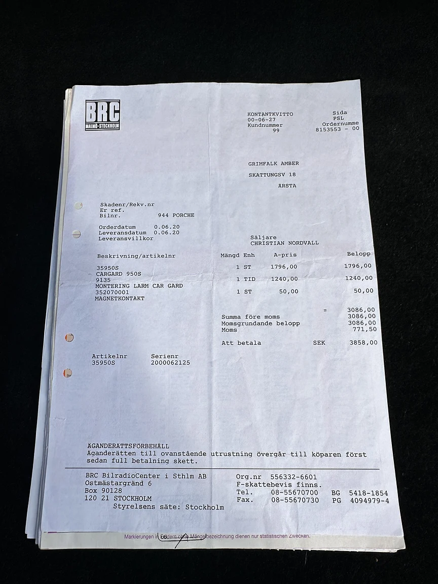 Documentation for 1990 Porsche 944 S2 Cabriolet  (3)