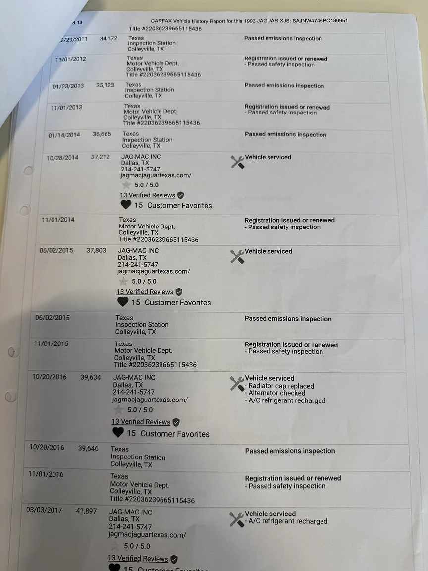 Documentation for 1993 Jaguar XjS Cabriolet (4)