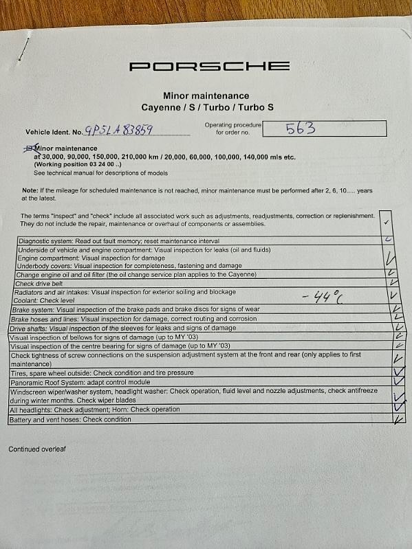 Documentation for 2005 Porsche Cayenne Turbo WLS
