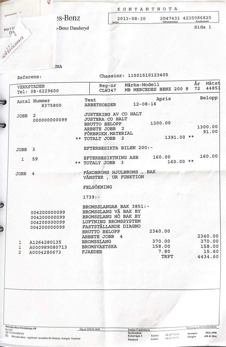 Documentation for 1972 Mercedes-Benz 200 (39)
