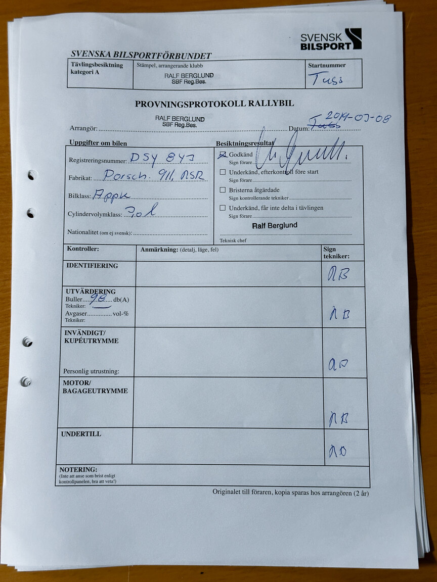 Documentation for 1977 Porsche 911 RSR Rallycar